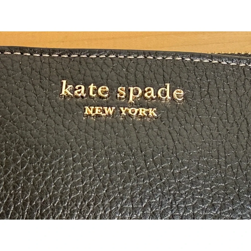 Kate Spade Black Pebbled Leather Wristlet Pouch KA186 Gold Hardware 5